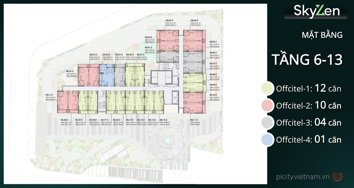 Mặt bằng tầng 6-10 skyzen